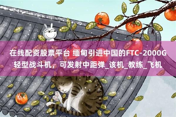 在线配资股票平台 缅甸引进中国的FTC-2000G轻型战斗机，可发射中距弹_该机_教练_飞机